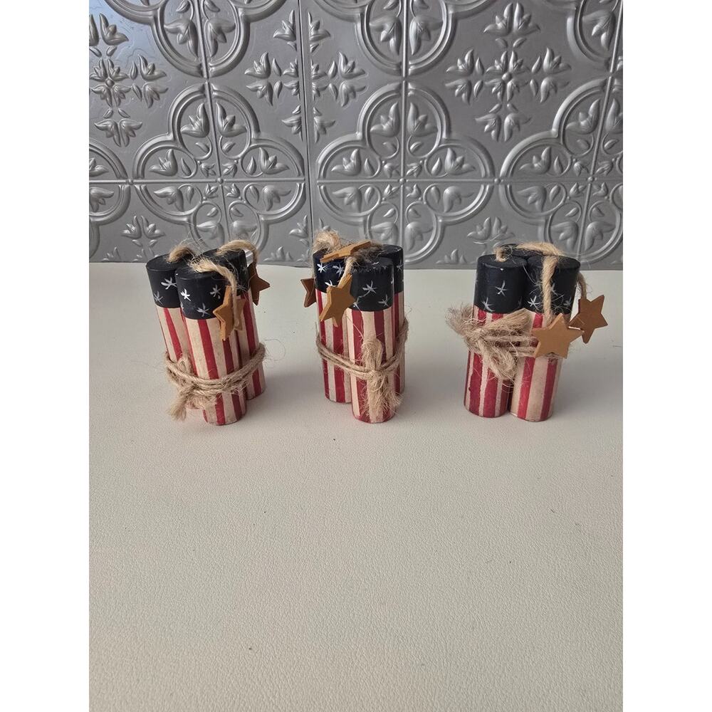 3 3pc Bundles of Flag Firecrackers Decor w/Stars